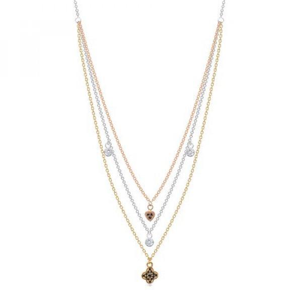 925 ezüst nyaklánc - háromszínű lánc medálokkal, átlátszó és fekete
cirkóniák