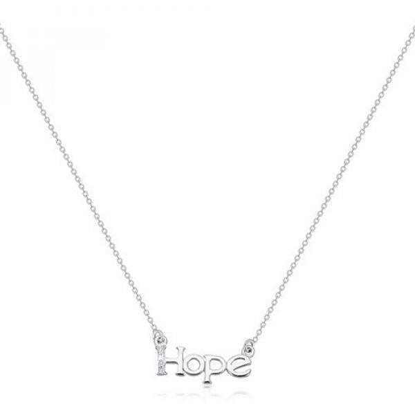 925 ezüst nyaklánc - csillogó lánc, "Hope" felirat gyémánt
csíkkal