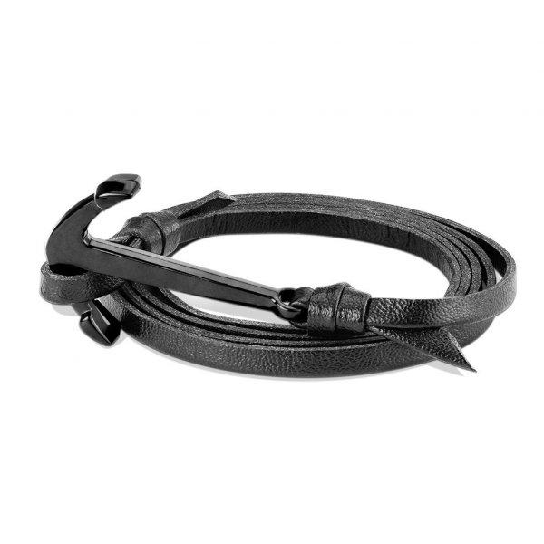Fekete csukló köré tekerhető bőr karkötő – csuklóra tekerhető, fekete
matt horgony