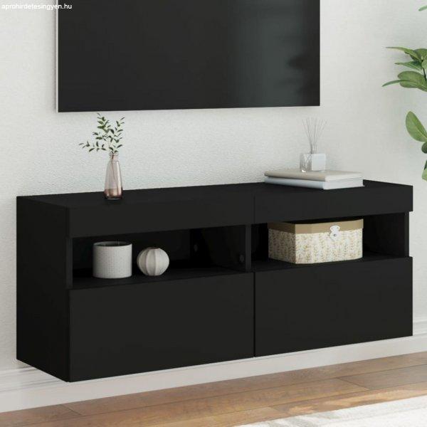 fekete fali TV-szekrény LED-világítással 100x30x40 cm