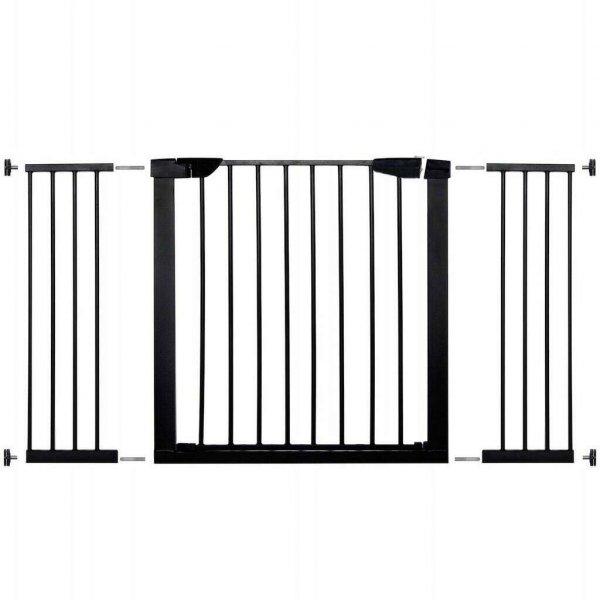 Biztonsági kapu lépcsőhöz, állítható 131-138 cm, acél, fekete