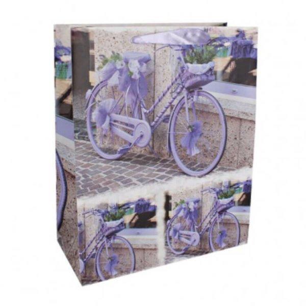 Ajándéktasak - közepes (lila bicikli)