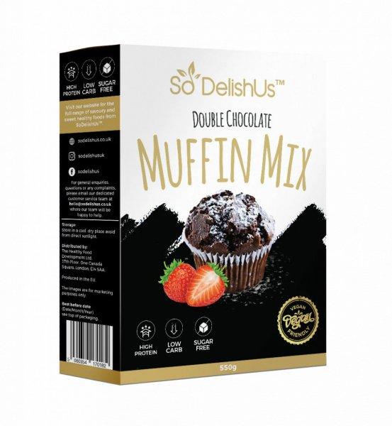 SoDelishUs szénhidrátcsökkentett dupla csokis muffin mix 550 g