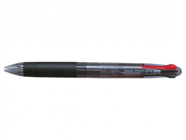 Golyóstoll, 0,25 mm, nyomógombos, fekete tolltest, PILOT "Feed GP4",
négyszínű