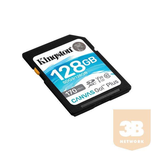 KINGSTON Memóriakártya SDXC 128GB Canvas Go Plus 170R C10 UHS-I U3 V30