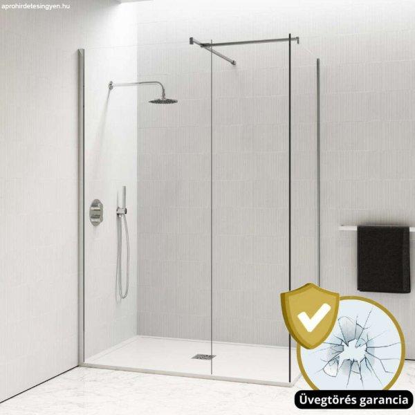 HD Arlo Kombi Walk-In zuhanyfal, 70x110 cm, 8 mm vastag vízlepergető
biztonsági üveggel, 200 cm magas, króm profillal és távtartóval