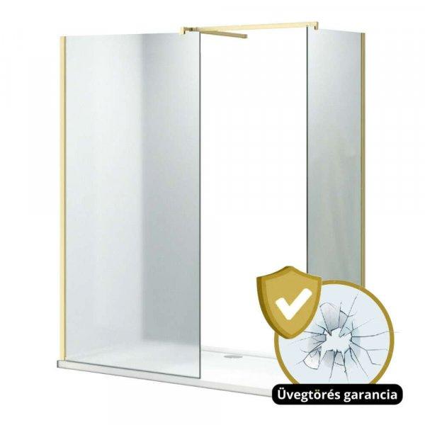 HD Arlo Matt Gold Kombi Walk-In zuhanyfal, 70x120 cm, 8 mm vastag vízlepergető
biztonsági matt üveggel, 200 cm magas, arany profillal és távtartóval