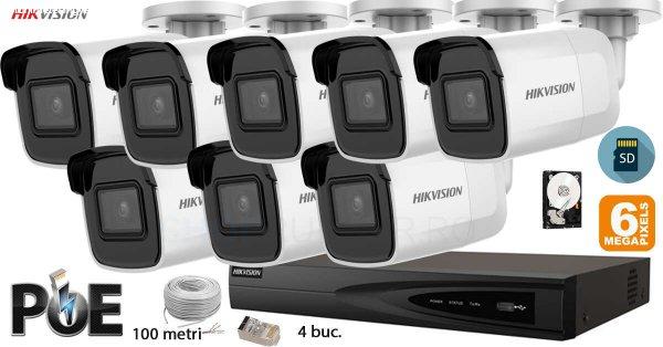 Hikvision komplett analóg kamera rendszer 8 kültéri IP kamera, 6MP(3K),
SD-kártya, IR 30m