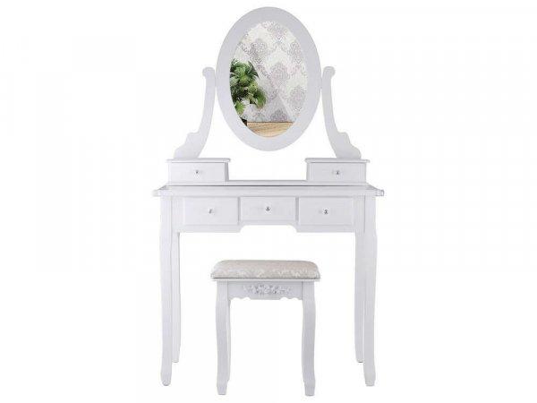 Retro fehér fiókos fésülködőasztal tükörrel, kis székkel - 40 cm x 80
cm