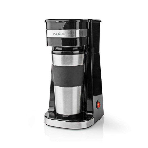 Nedis KACM300FBK modern egyadagos kávéfőző, melegen tartó utazóbögrével,
0,4 L , filteres, rozsdamentes acél