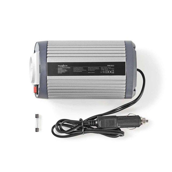 Nedis Inverter módosult szinuszhullám autós inverter,
feszültségátalakító 12 V DC USB-A 230 V AC 50 Hz 150 W Kimenő csúcs
teljesítmény: 300 W Szivargyújtó Csatlakozó PIMS15012