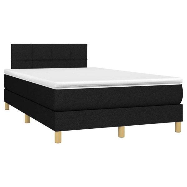 Fekete szövet rugós és led-es ágy matraccal 120 x 200 cm