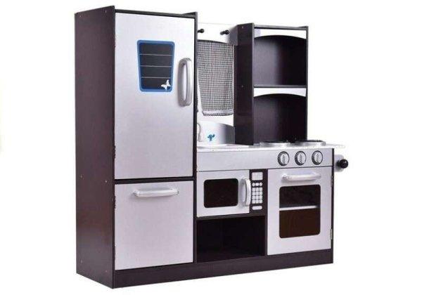 Fa konyha gyerekeknek hűtőszekrénnyel, sütővel és mikrohullámú
sütővel, ezüst/szürke, MCT2637