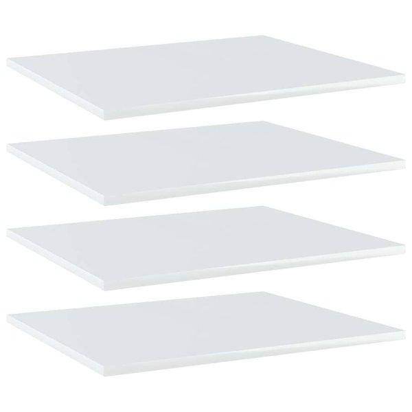 vidaXL 4 db magasfényű fehér forgácslap könyvespolc 60 x 50 x 1,5 cm