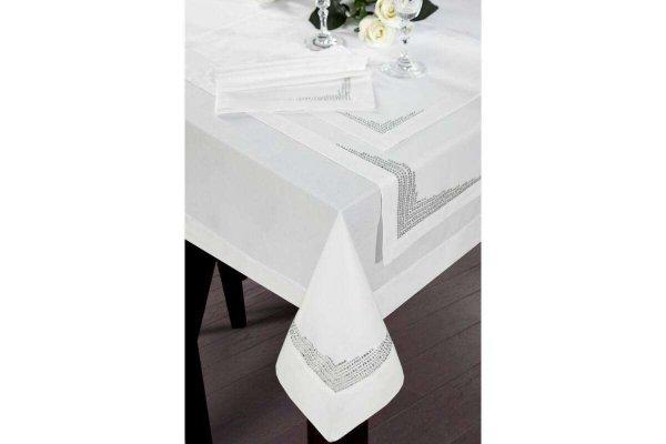 Klara exkluzív asztalterítő kristály díszítéssel Fehér 145x300 cm