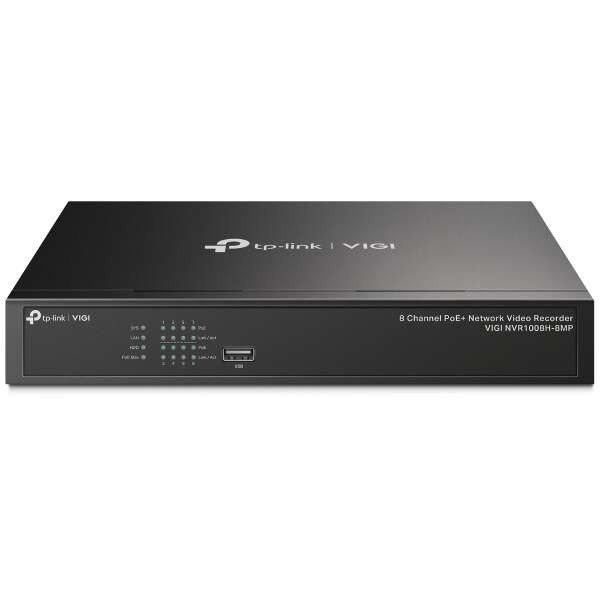 TP-link NVR rögzítő - VIGI NVR1008H-8MP (8 csatorna, 8 PoE+ port; H265+, 8MP,
HDMI, VGA, 2xUSB, 1x Sata(max10TB), audio)