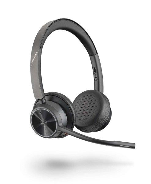 Poly Voyager 4320 UC Teams USB-C/Wireless Headset - Fekete