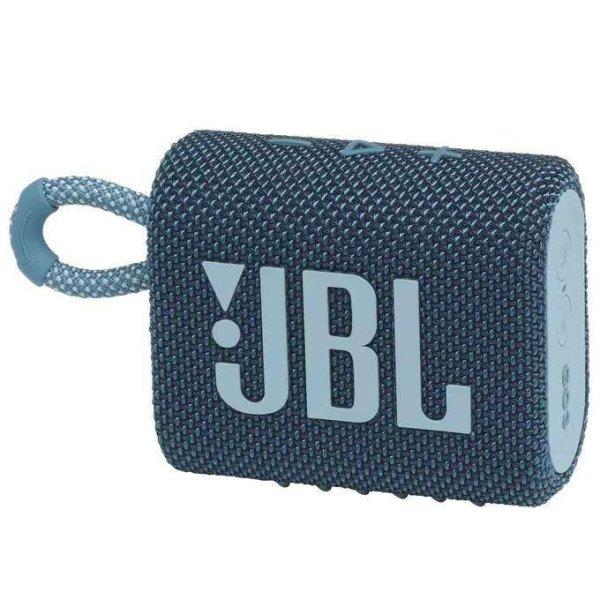 JBL Go 3 hordozható bluetooth hangszóró - KÉK - BT v.5.1, TWS, 4W zenei
teljesítmény, 2,7Wh Li-Ion Polymer akku, akár 5 óra üzemidő, IP67
vízállóság - GYÁRI