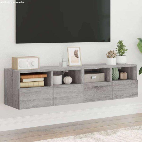 vidaXL 2 db szürke sonoma színű szerelt fa fali TV-szekrény 60x30x30cm