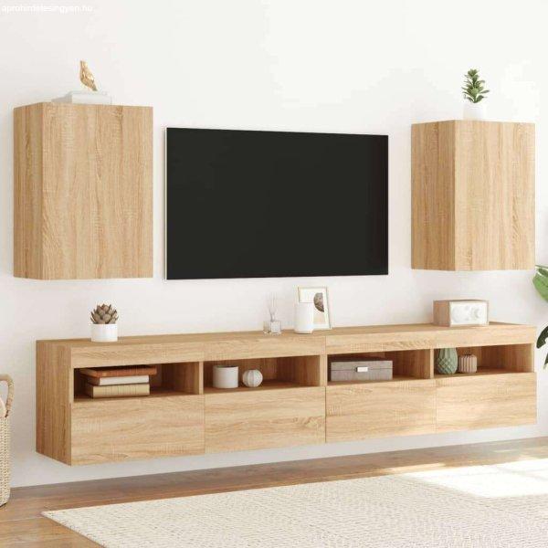 vidaXL 2 db sonoma tölgy szerelt fa fali TV-szekrény 40,5 x 30 x 60 cm