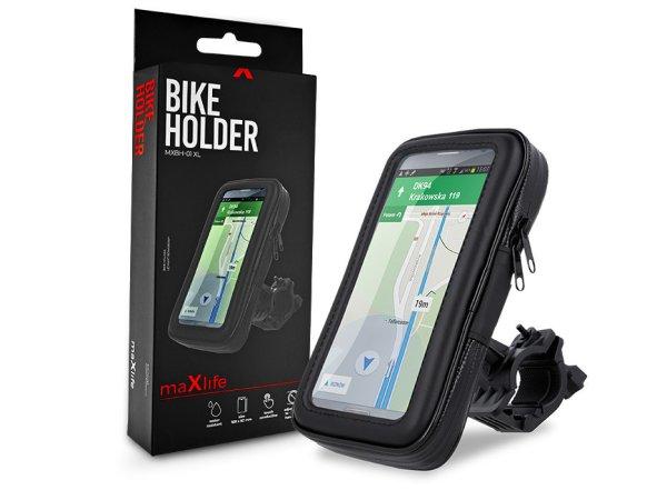 Univerzális kerékpárra szerelhető, por- és cseppálló telefontartó max.
6,5" méretű készülékekhez - Maxlife MXBH-01XL Bike Holder - fekete