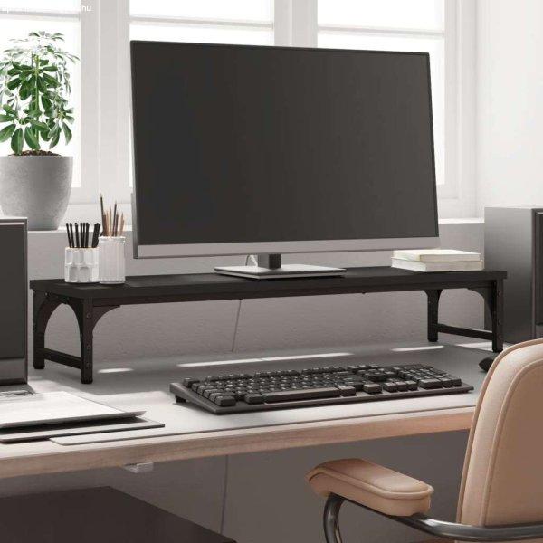 vidaXL fekete szerelt fa monitorállvány 85 x 23 x 15,5 cm