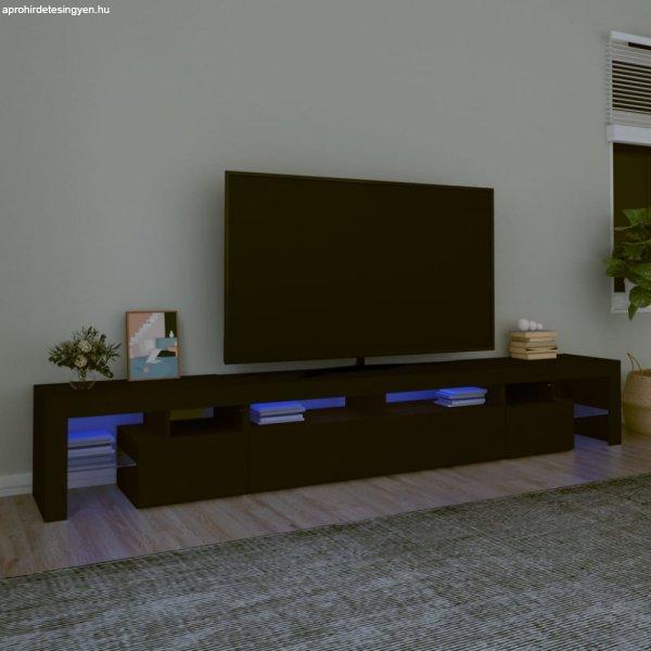 Fekete TV-szekrény LED-világítással 260x36,5x40 cm
