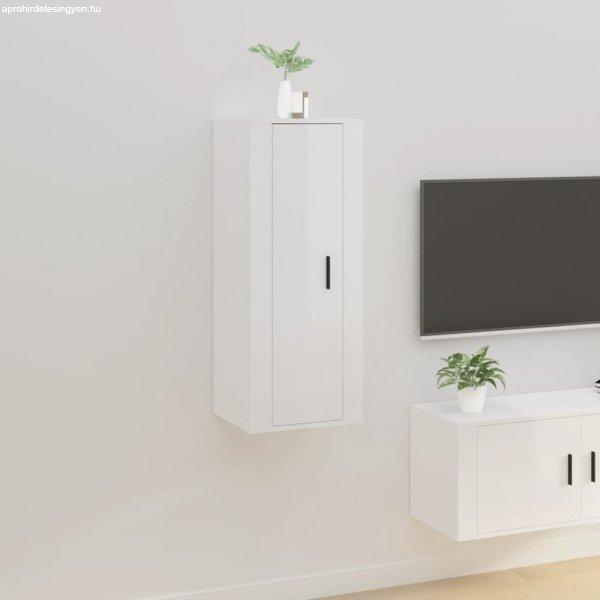 Magasfényű fehér fali TV-szekrény 40x34,5x100 cm
