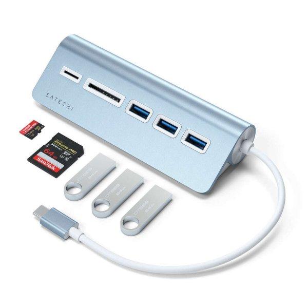 Satechi Aluminium Type-C USB Hub (3x USB 3.0,MicroSD) - Blue