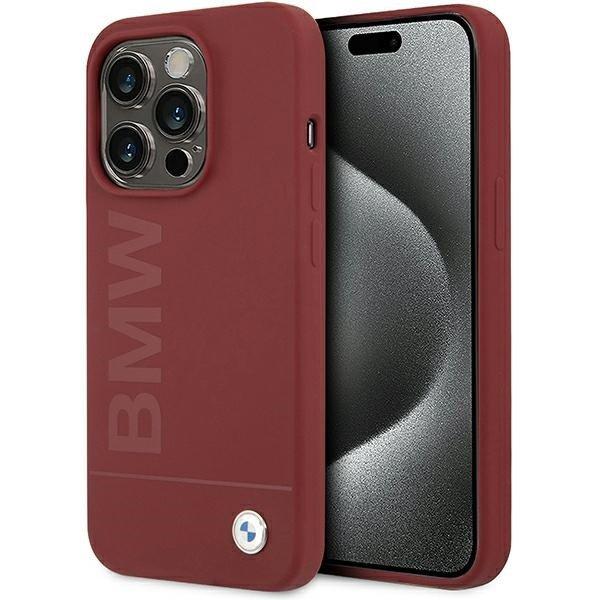 BMW BMHMP15LSLBLBLRE iPhone 15 Pro 6.1" piros keménytok szilikon Big Logo
MagSafe nagy logóval