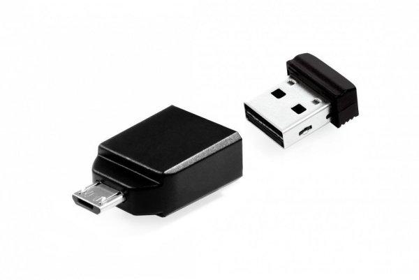 Verbatim 16GB NANO USB Drive with Micro USB (OTG) Adapter Black