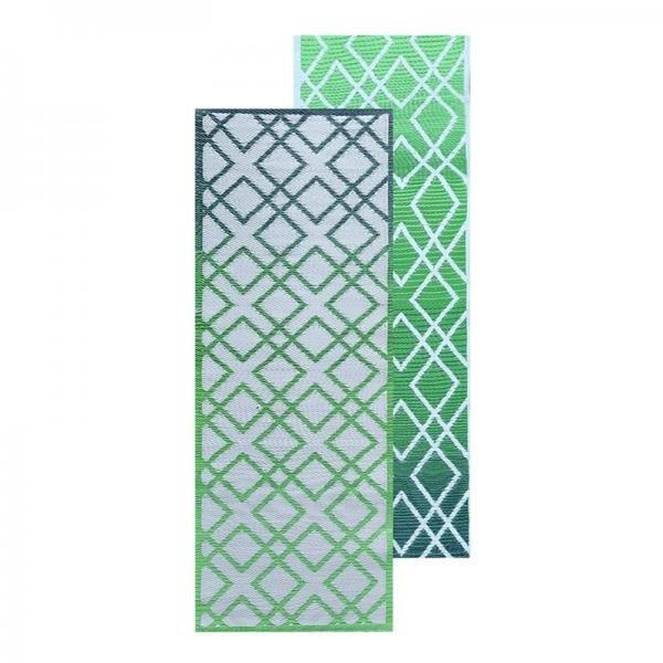 Geometria mintás kétoldalú kültéri szőnyeg, zöld, 197 x 72 cm OC50