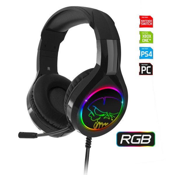 Spirit of Gamer Fejhallgató - PRO-H8 RGB Dark (MultiPlatform, mikrofon, 3.5mm
jack, hangerőszabályzó, 2m kábel, fekete)