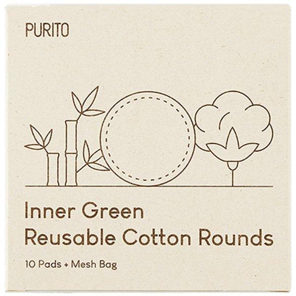 PURITO Bambusz-pamut korongok Inner Green (Reusable Cotton Rounds) 10 db