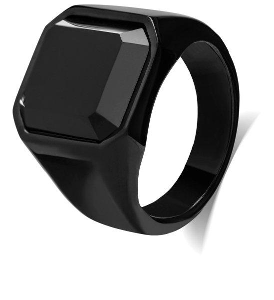 Troli Masszív gyűrű fekete kristállyal 56 mm