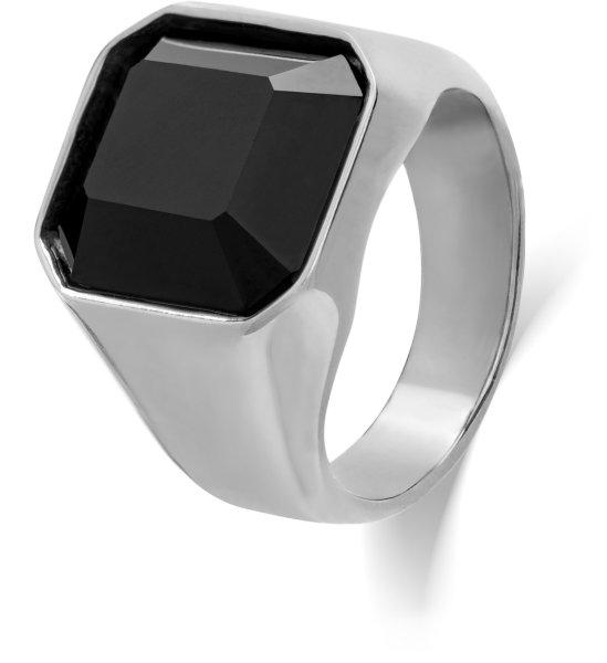 Troli Masszív acél gyűrű fekete kristállyal 62 mm