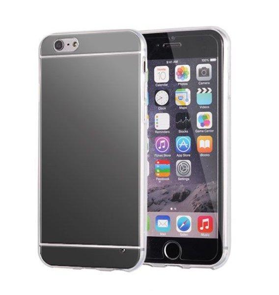 iPhone 6 6S Plus (5,5") fekete tükrös szilikon hátlap tok