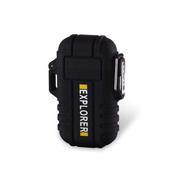Elektromos vízálló öngyújtó Explorer Black, dupla ív technológiával,
USB Type-C töltéssel, gázmentes, multifunkcionális, kempingezéshez