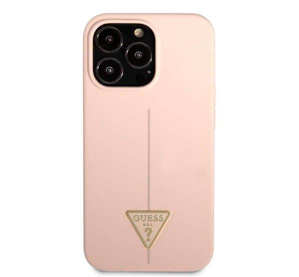 Guess Silicone Line Triangle iPhone 13 Pro hátlap tok, rózsaszín