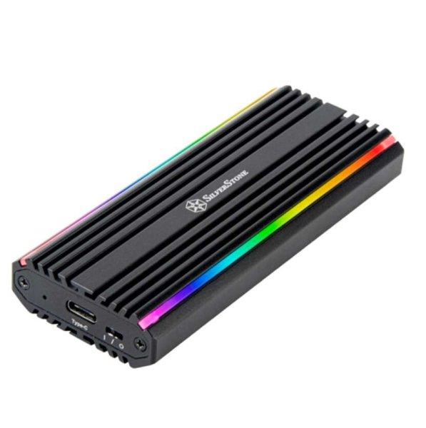 SilverStone SST-MS13 USB 3.2 Type-C SATA/NVMe Külső SSD ház - Fekete