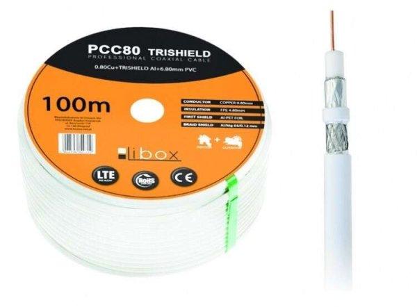 Libox PCC80 Koax antenna kábel 100m - Fehér