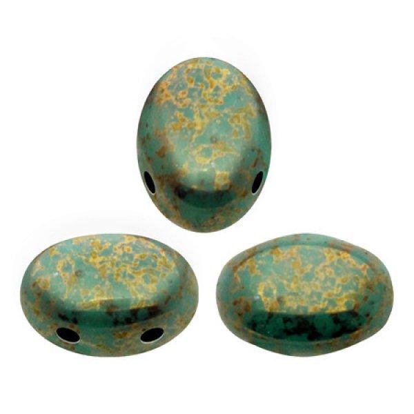 Samos® par Puca®gyöngy - Opaque Green Turquoise Bronze - 5x8 mm