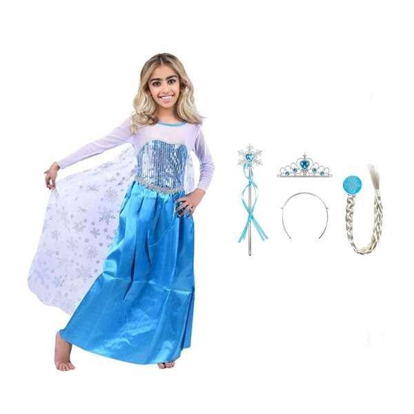 Elsa Frozen ruha és három kiegészítő készlet, IdeallStore®, 7-9 év,
Karnevál