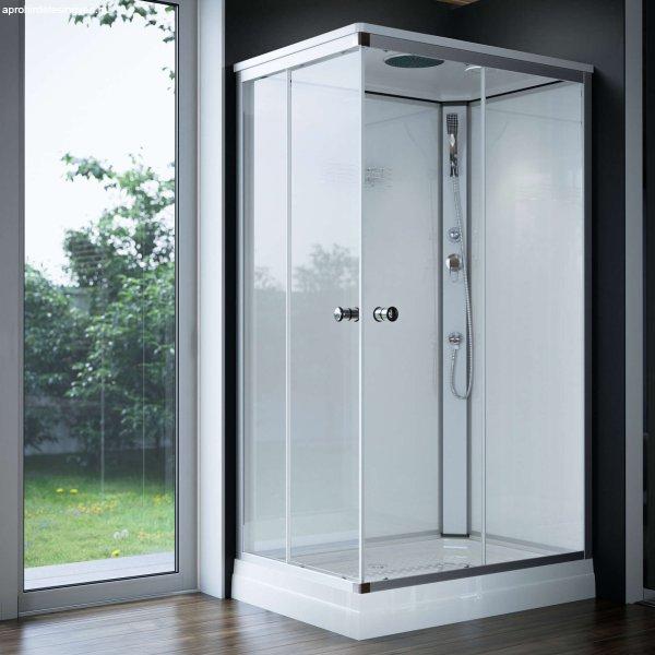 Üveghátfalas szögletes zuhanykabin tálcával 120*80*215cm