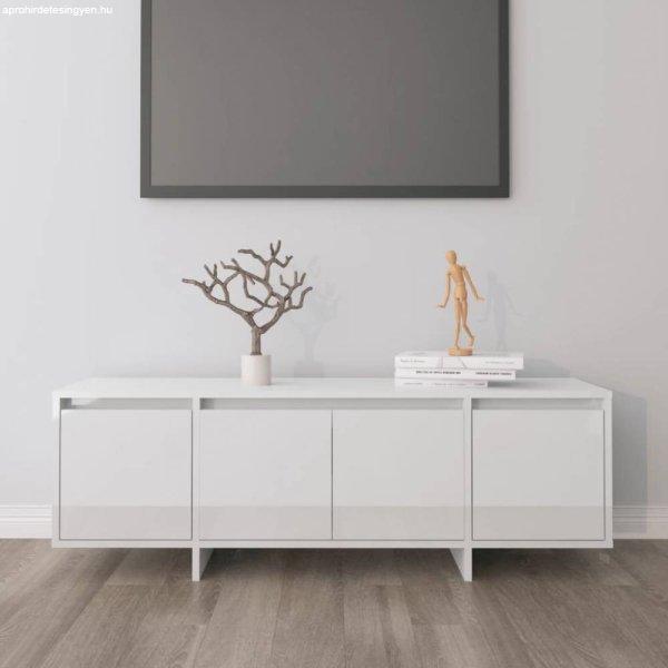 Magasfényű fehér forgácslap tv-szekrény 120 x 30 x 40,5 cm