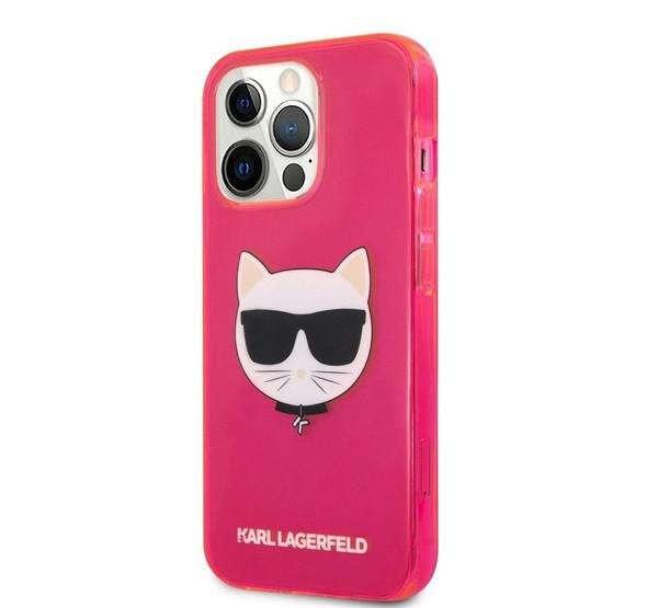 Karl Lagerfeld Choupette Head szilikon hátlap tok iPhone 13 Pro, rózsaszín