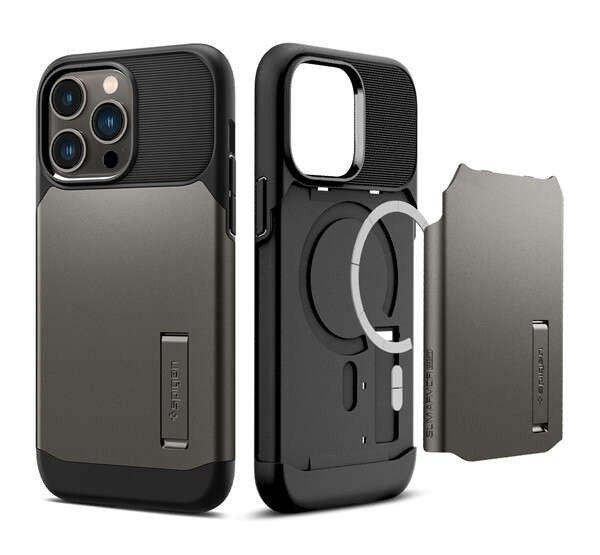 Spigen Slim Armor Mag iPhone 14 Pro Max Gunmetal MagSafe tok, szürke