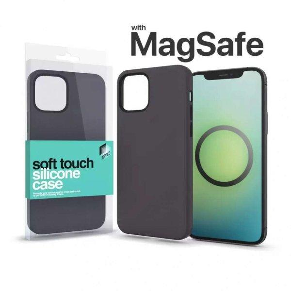 MagSafe rögzítésű Soft Touch Szilikon tok Iphone 15 Plus készülékhez -
éjfekete