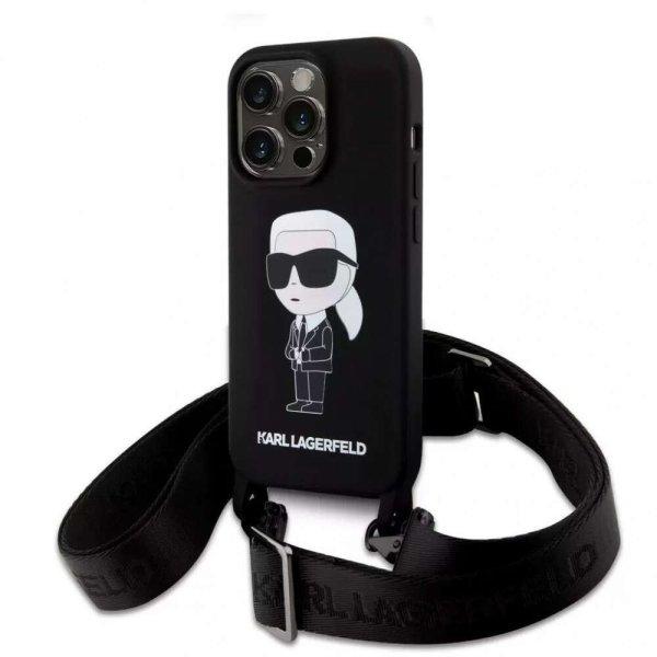 Karl Lagerfeld tok + crossbody strap fekete KLHCP15LSCBSKNK Iphone 15 Pro
készülékhez