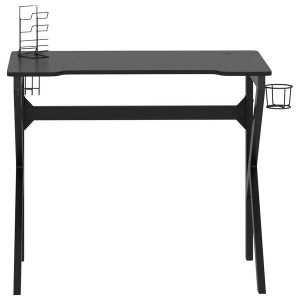 Fekete k-lábú gamer asztal 90 x 60 x 75 cm